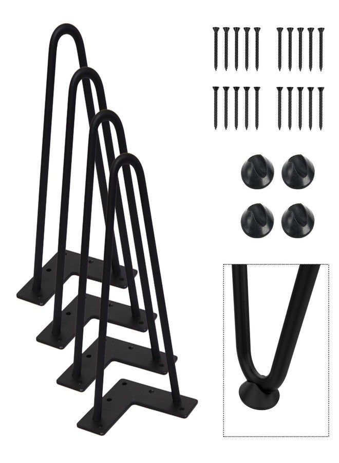 Orgerphy 8inch Black Hairpin Furniture Legs(4PCS) | Heavy-Duty Hairpin Legs End Table Legs| with Screws and 4pcs Bonus Rubber Floor Protectors | Metal Table Legs Desk Legs Furniture Legs for DIYers - Image 1